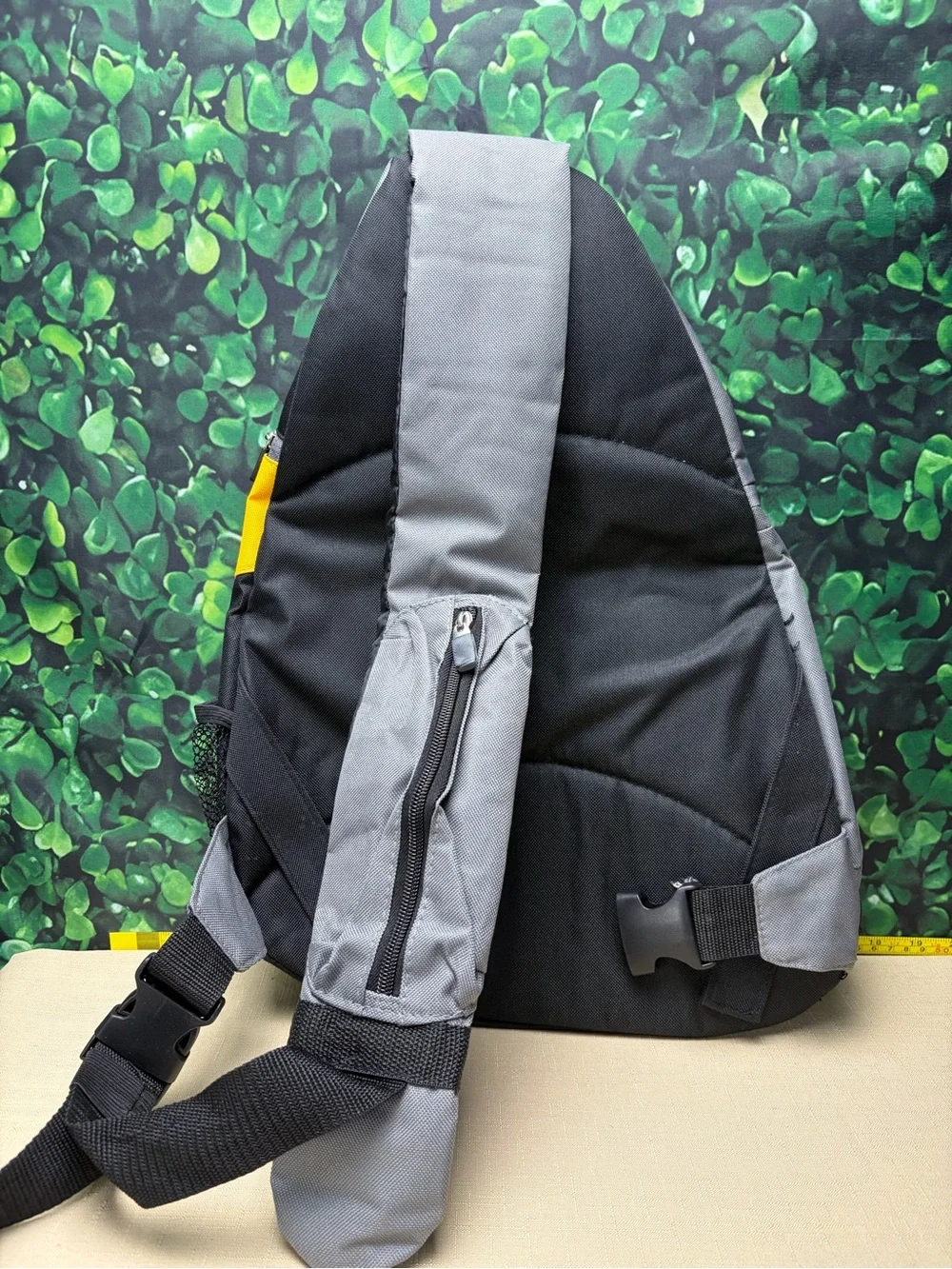 Gray and Yellow Men's Sling Backpack - Unbranded